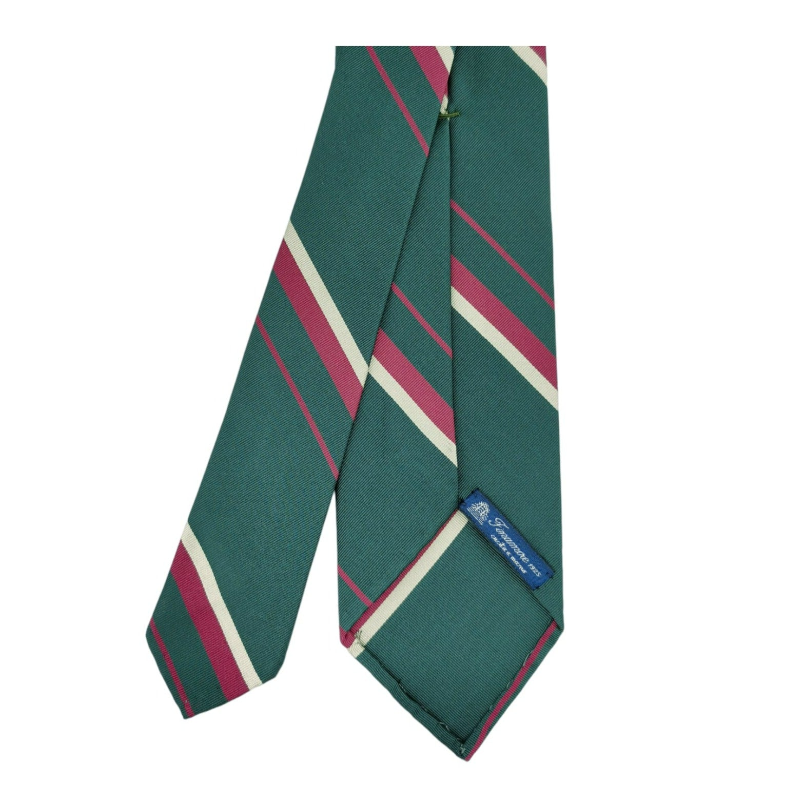 Anversa tie green background white and dark red stripes