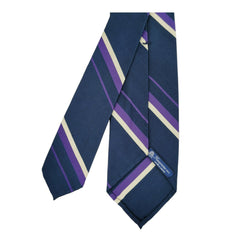Anversa tie dark blue background white and purple stripes