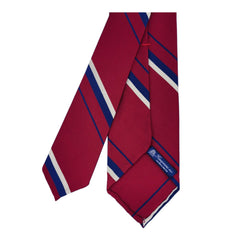 Anversa tie red background white and dark blue stripes