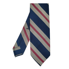 Anversa silk and cotton tie, brown purple and white stripes