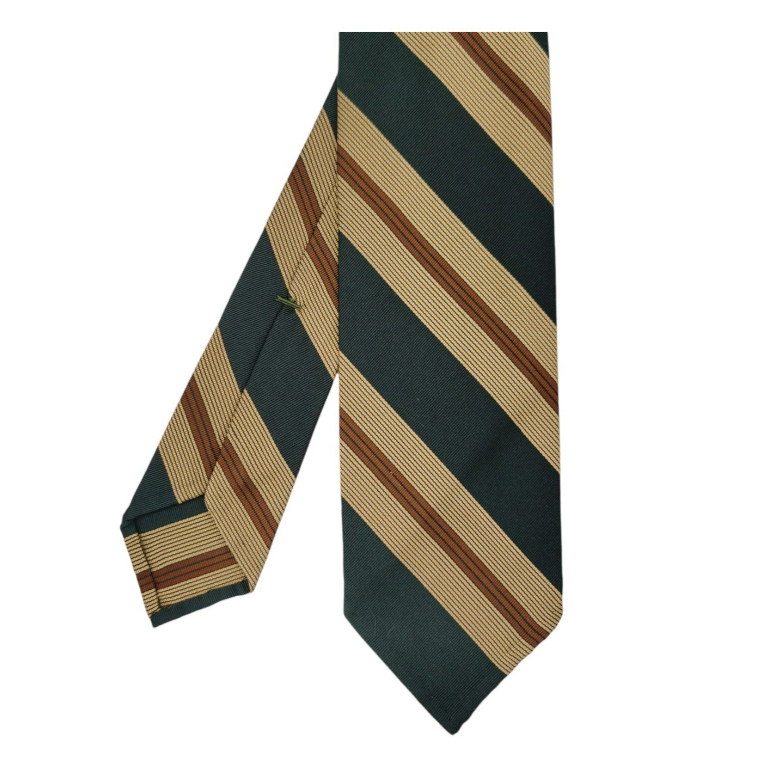 Anversa tie dark green background brown and sand stripes