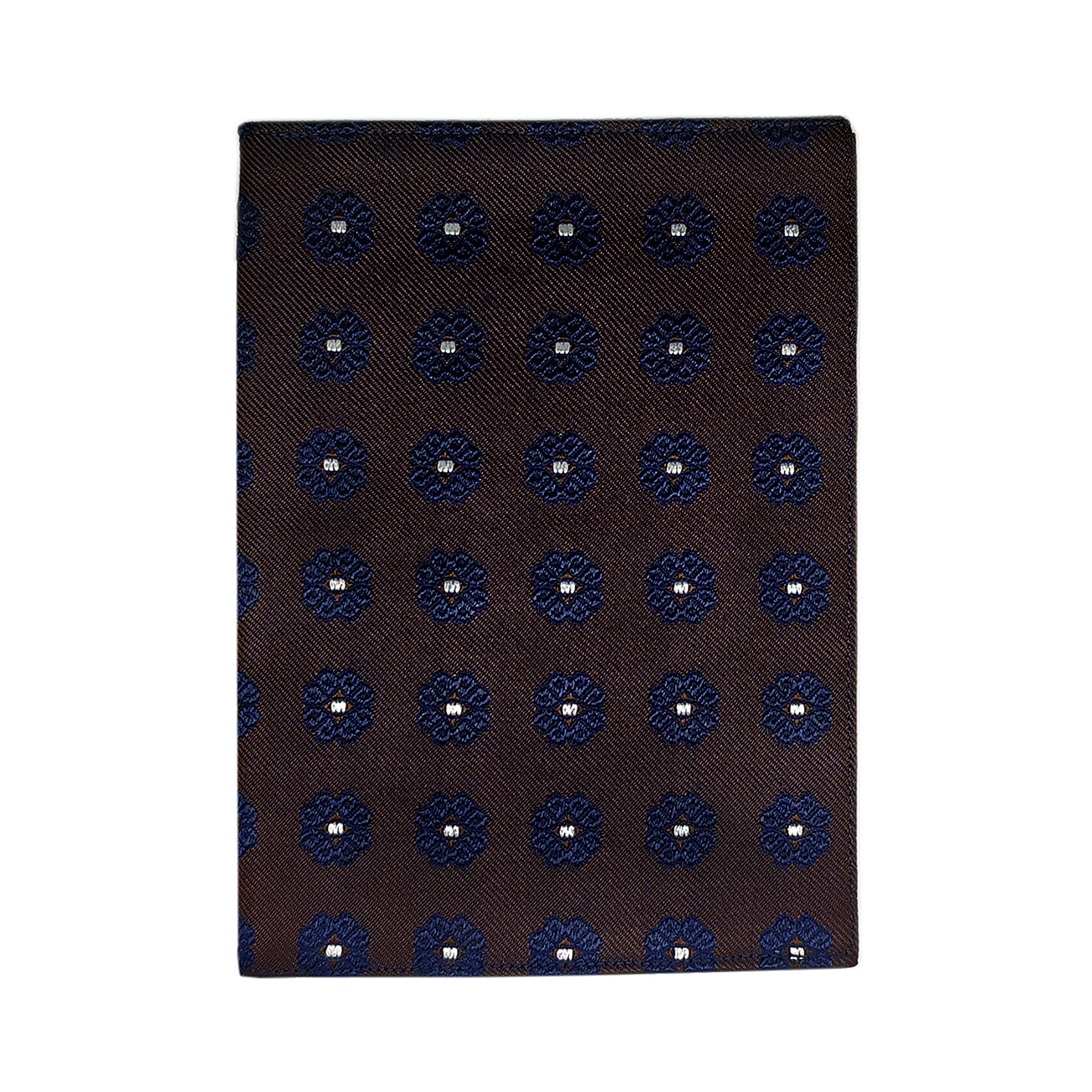 Brown background document holder with blue flower. Finamore 1925