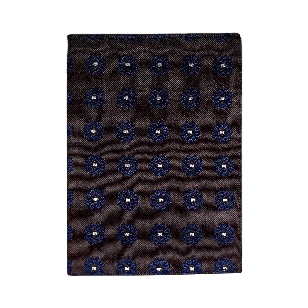 Brown background document holder with blue flower. Finamore 1925