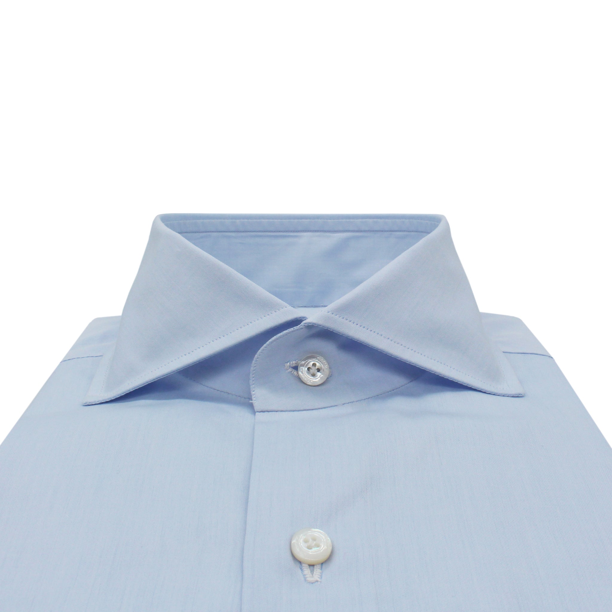 Camicia classica Esclusiva azzurra. Cotone Sea Island, completamente cucita a mano