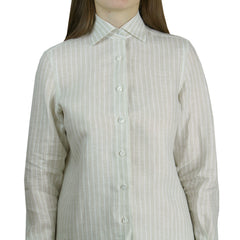 Women's regular fit sand shirt with white stripes