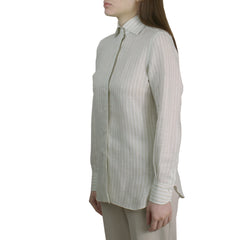 Women's regular fit sand shirt with white stripes