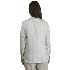 Women's regular fit sand shirt with white stripes