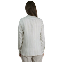 Camicia sabbia regular fit da donna a righe bianche