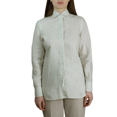 Women's regular fit sand shirt with white stripes