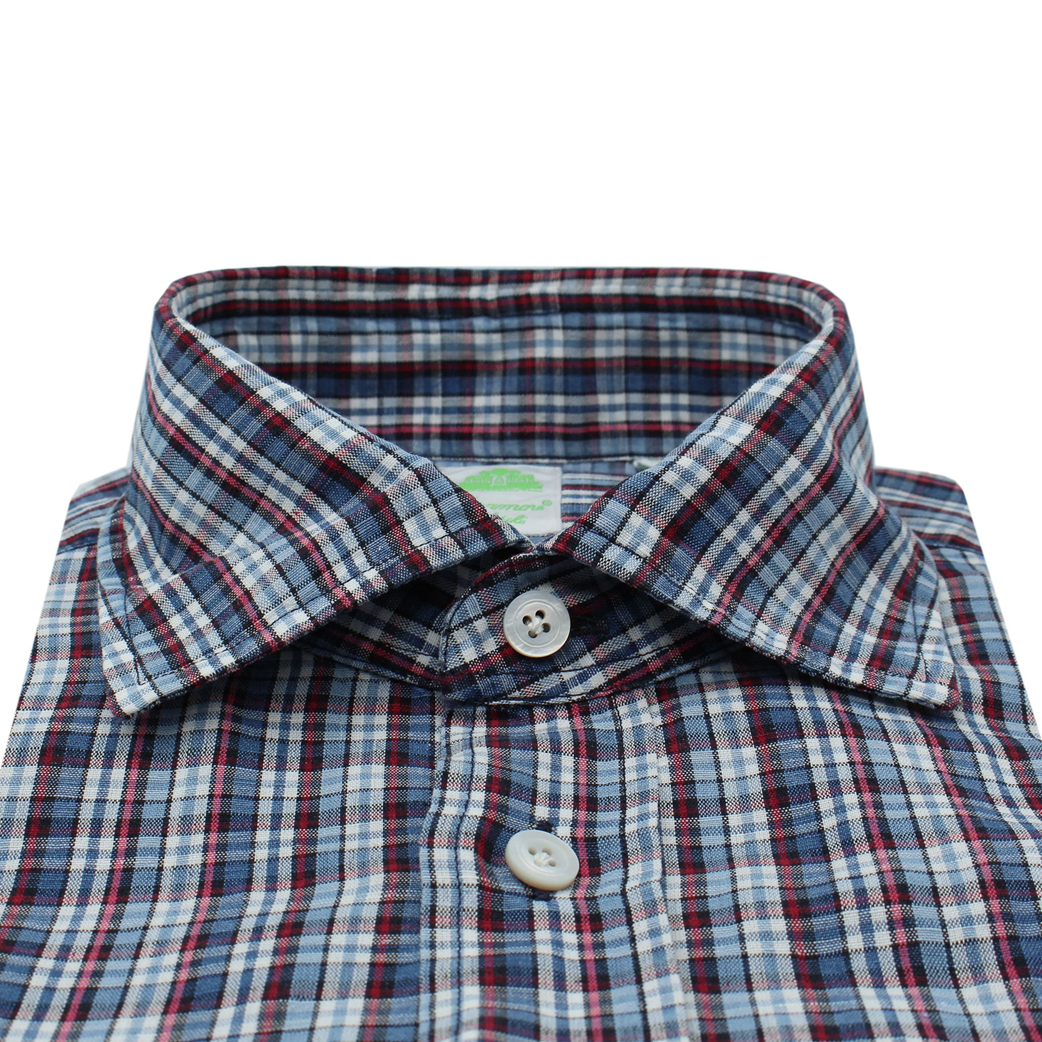 Giglio blue slim fit check shirt with short sleeves
