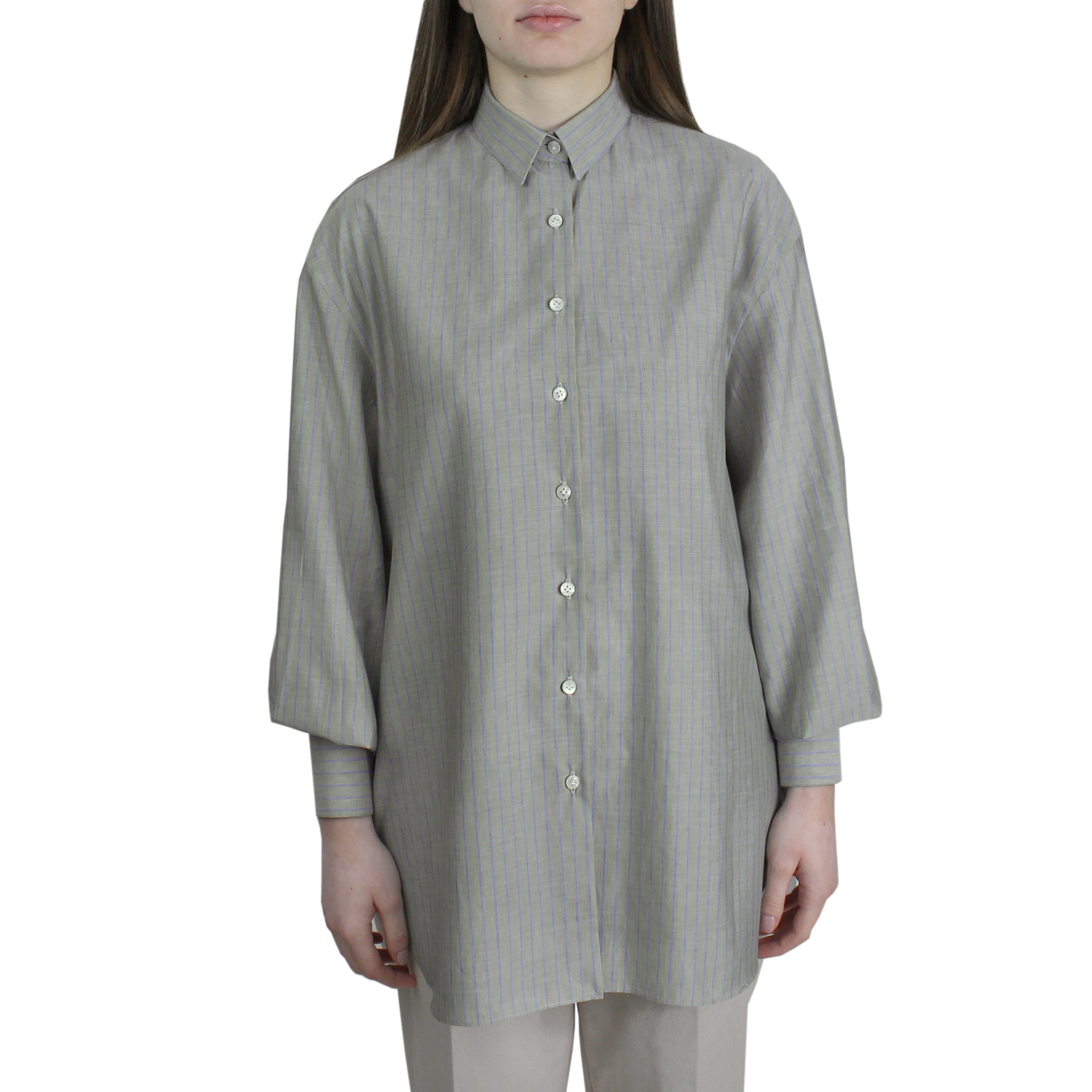 Carlo Riva cotton and linen striped over shirt for women