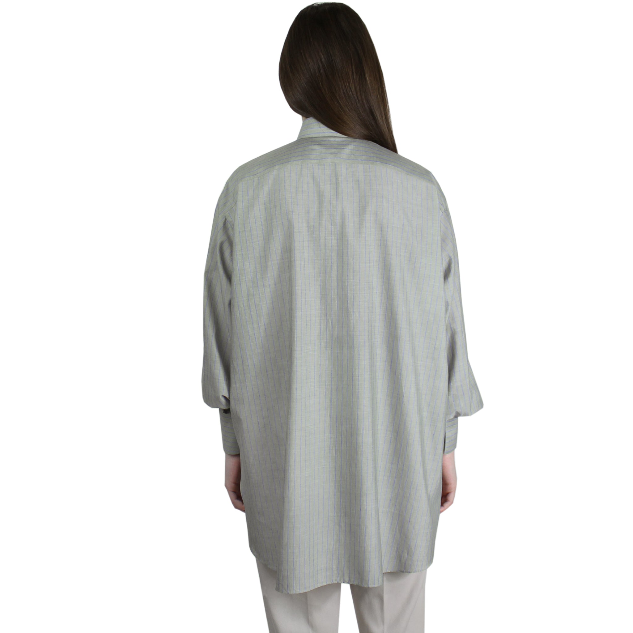 Camicia da donna over a righe in cotone e lino Carlo Riva