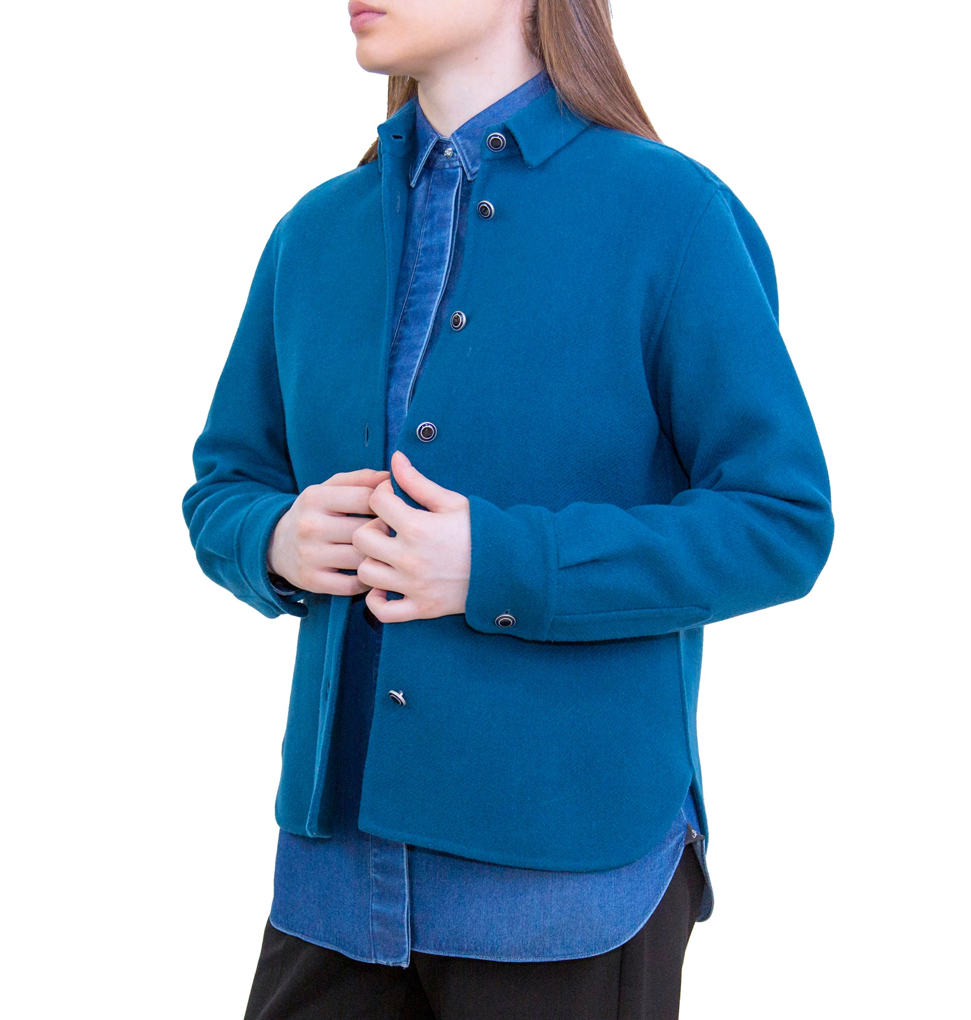 Ivana women's shirt in virgin wool enamel button placket