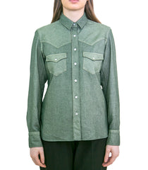 Finamore Virginia green cashmere blend women's shirt