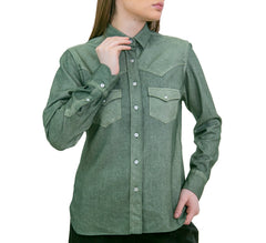 Camicia da donna Virginia in misto cashmere verde