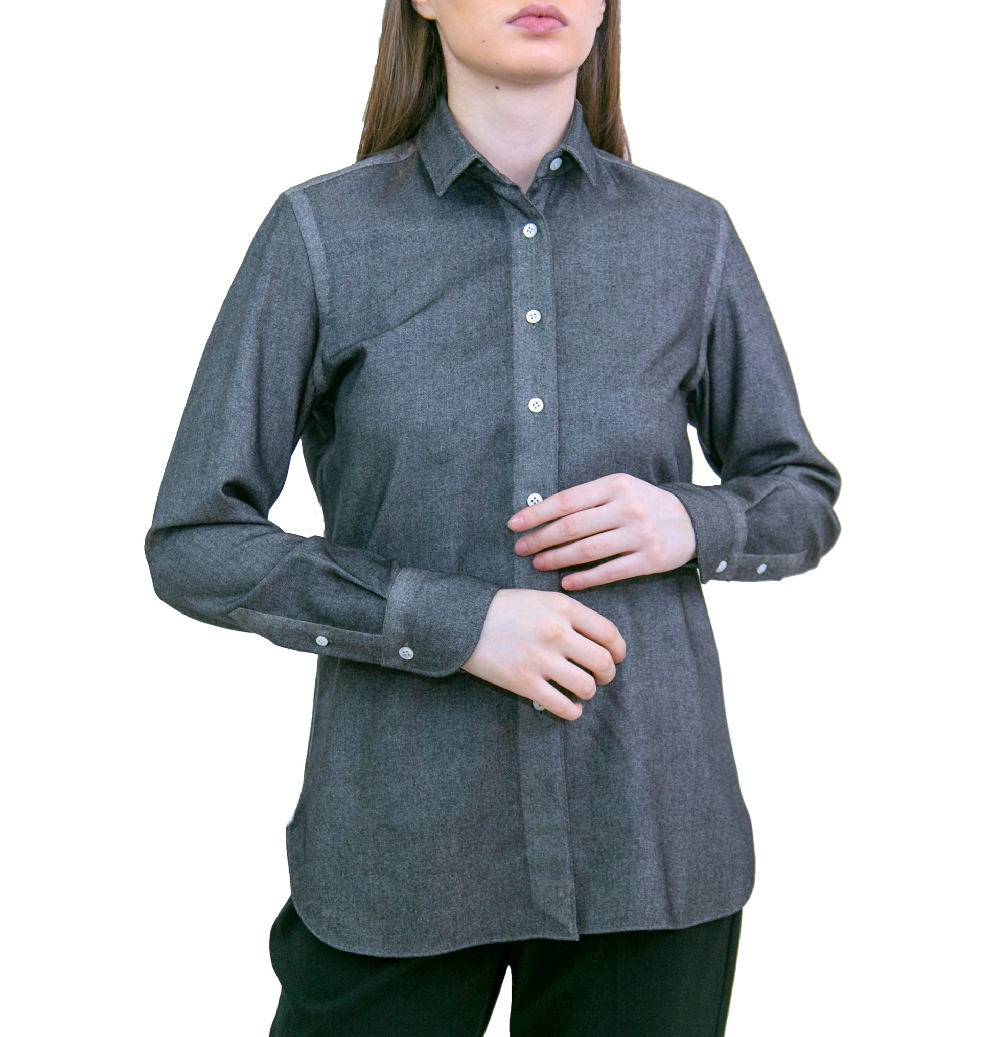Camicia da donna Ivana in misto cashmere polso tondo