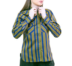 Camicia da donna western a righe Virginia in seta