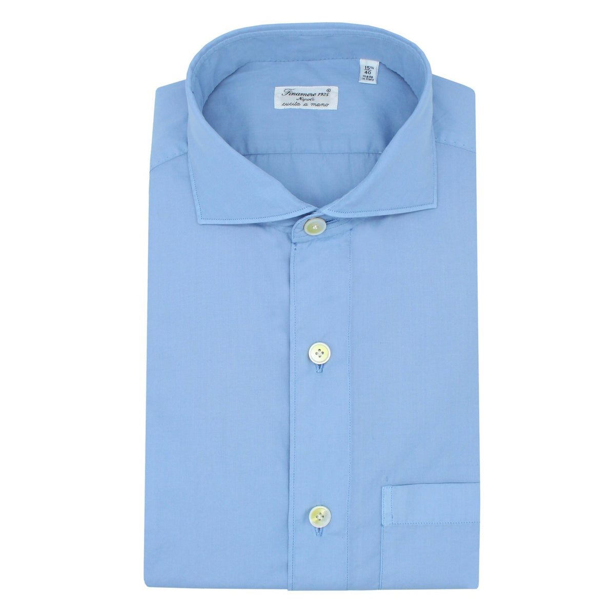Classic Milano slim fit shirt in light blue cotton with pocket