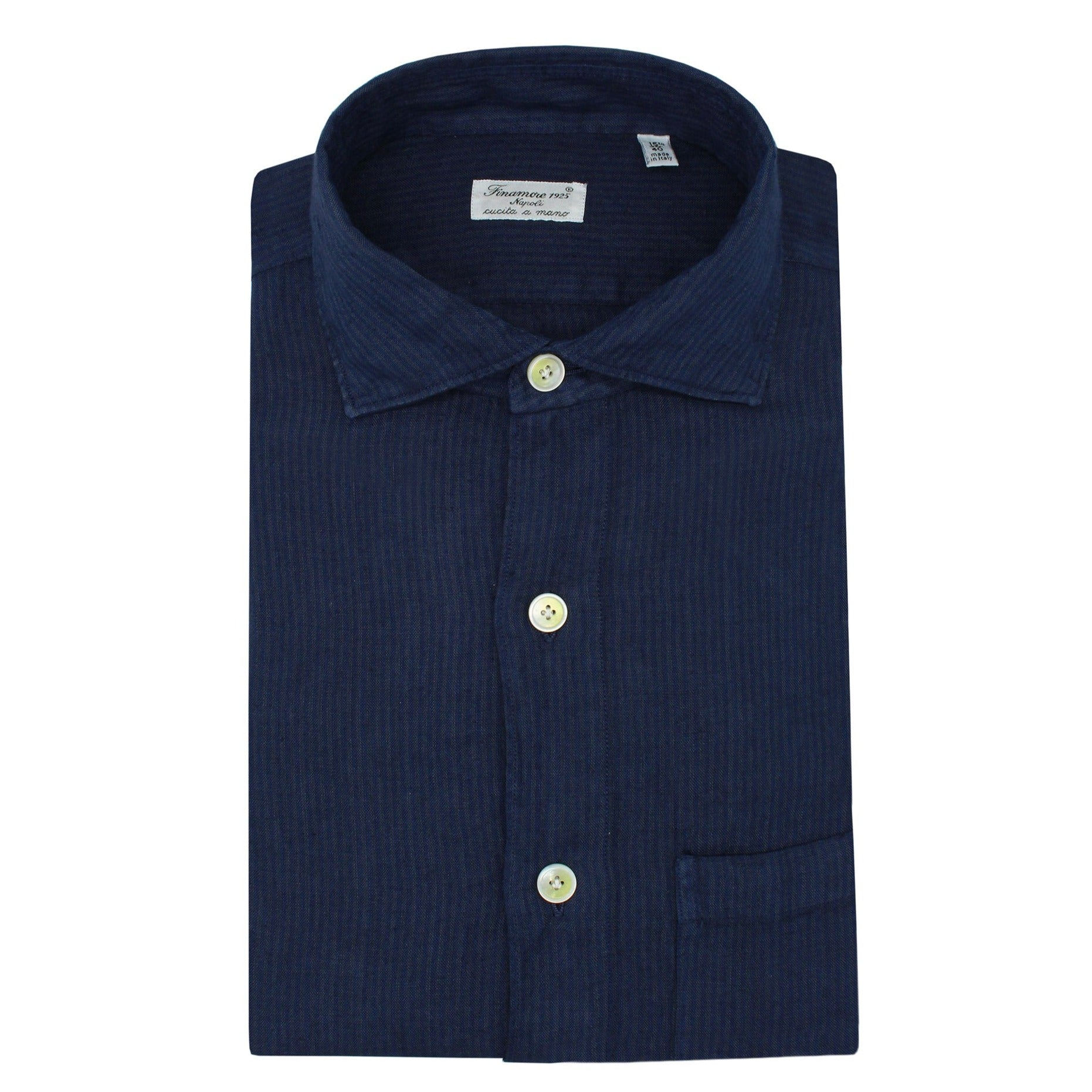 Milano striped slim fit linen shirt with front pocket