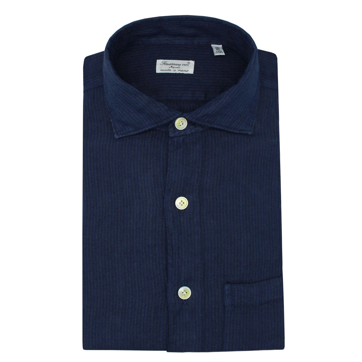 Milano striped slim fit linen shirt with front pocket