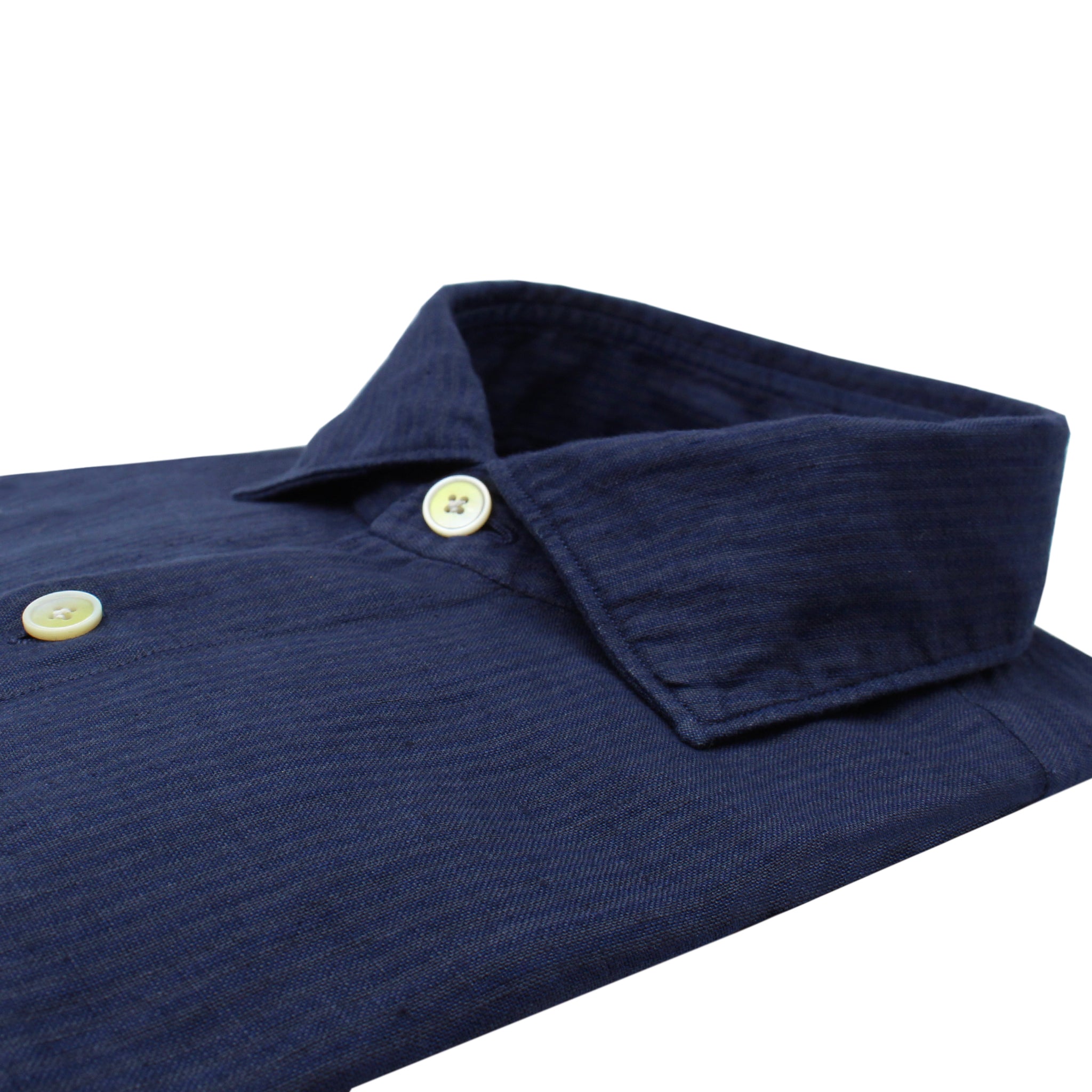Camicia Milano in lino slim fit a righe con taschino sul fronte