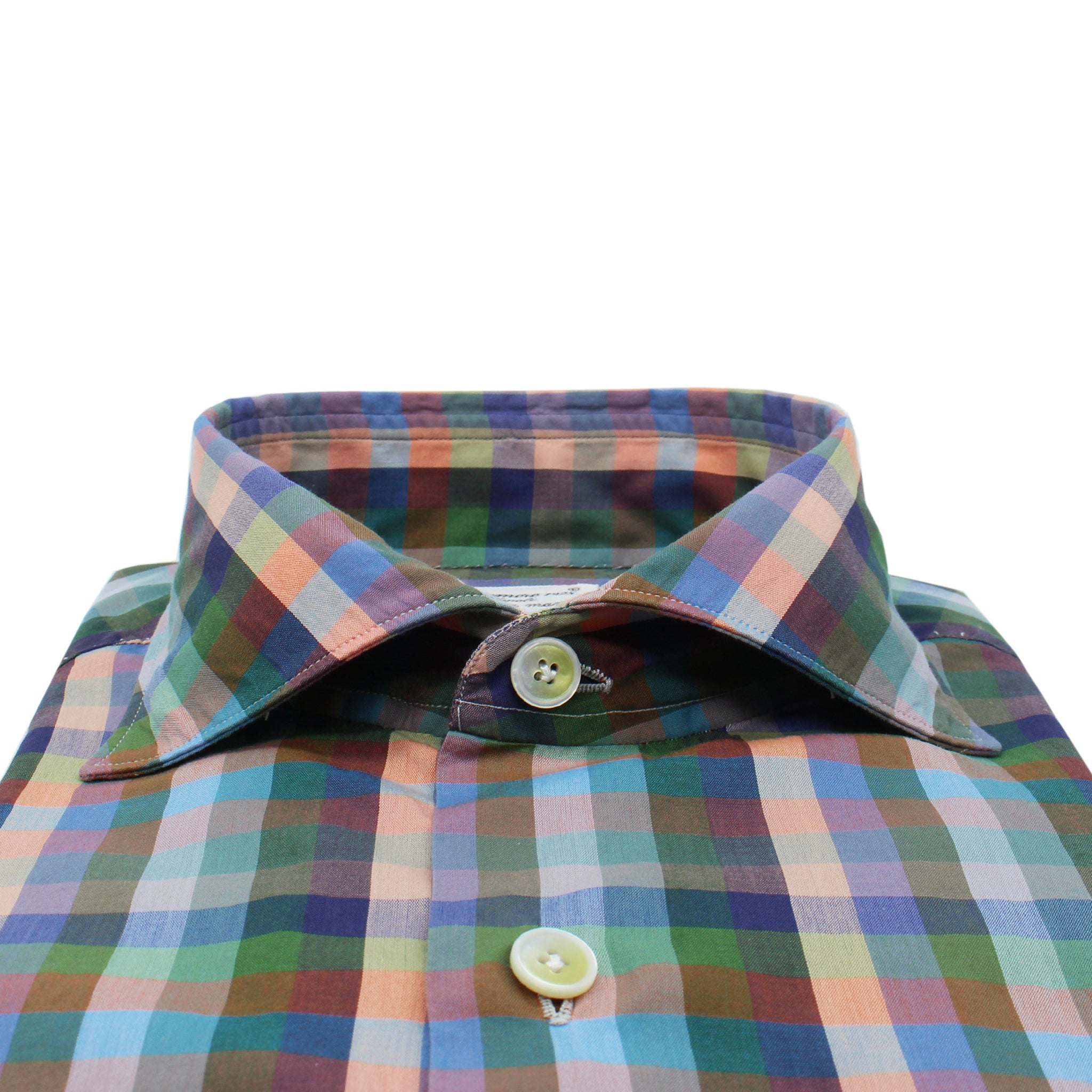 Milano slim fit checked shirt enzymed treatment