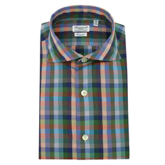 Milano slim fit checked shirt enzymed treatment