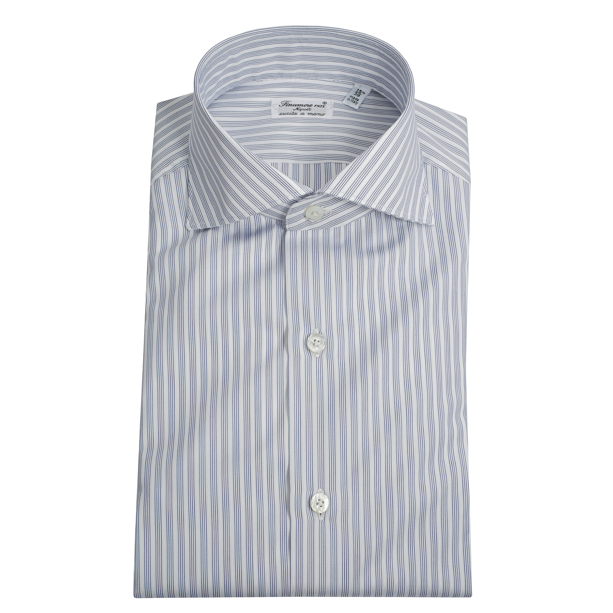 Classic Milano slim fit shirt in white and blue multi stripe cotton