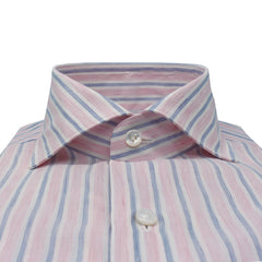 Camicia Milano slim fit a righe rosa e blu