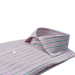 Camicia Milano slim fit a righe rosa e blu