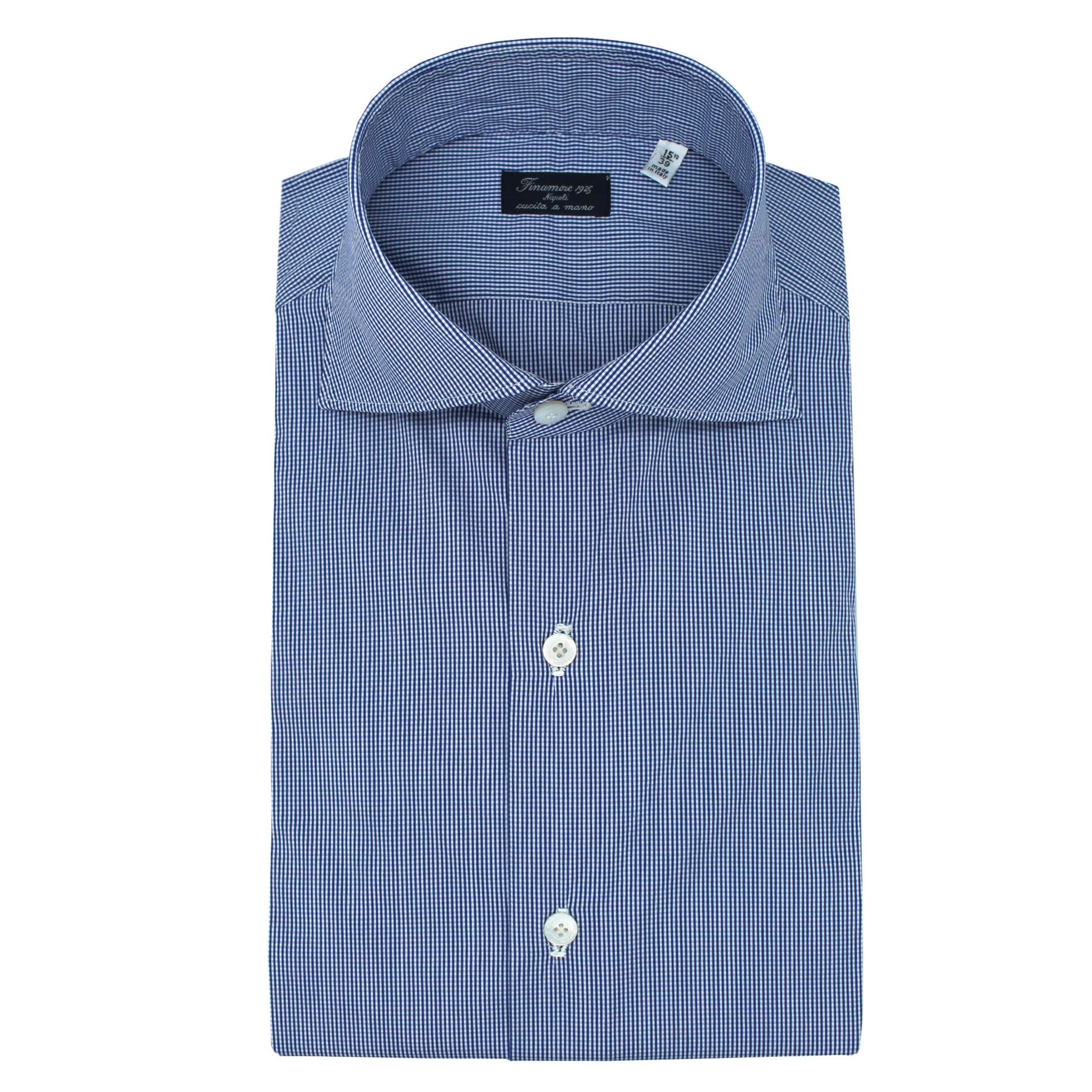 Milano classic slim fit micro check shirt blue