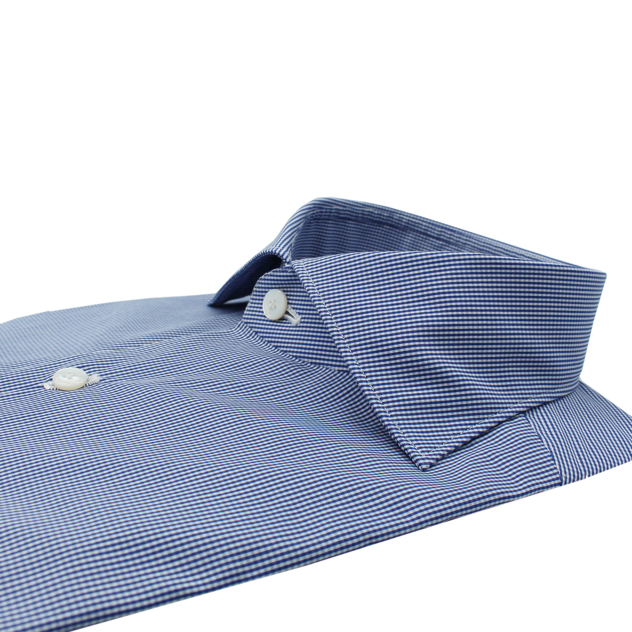 Milano classic slim fit micro check shirt blue