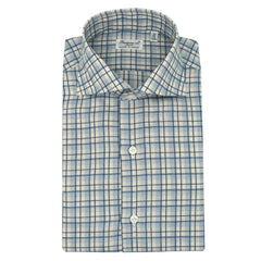 Classic checked slim fit linen and cotton shirt Carlo Riva