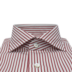 Camicia classica Milano slim fit a righe rosso scuro