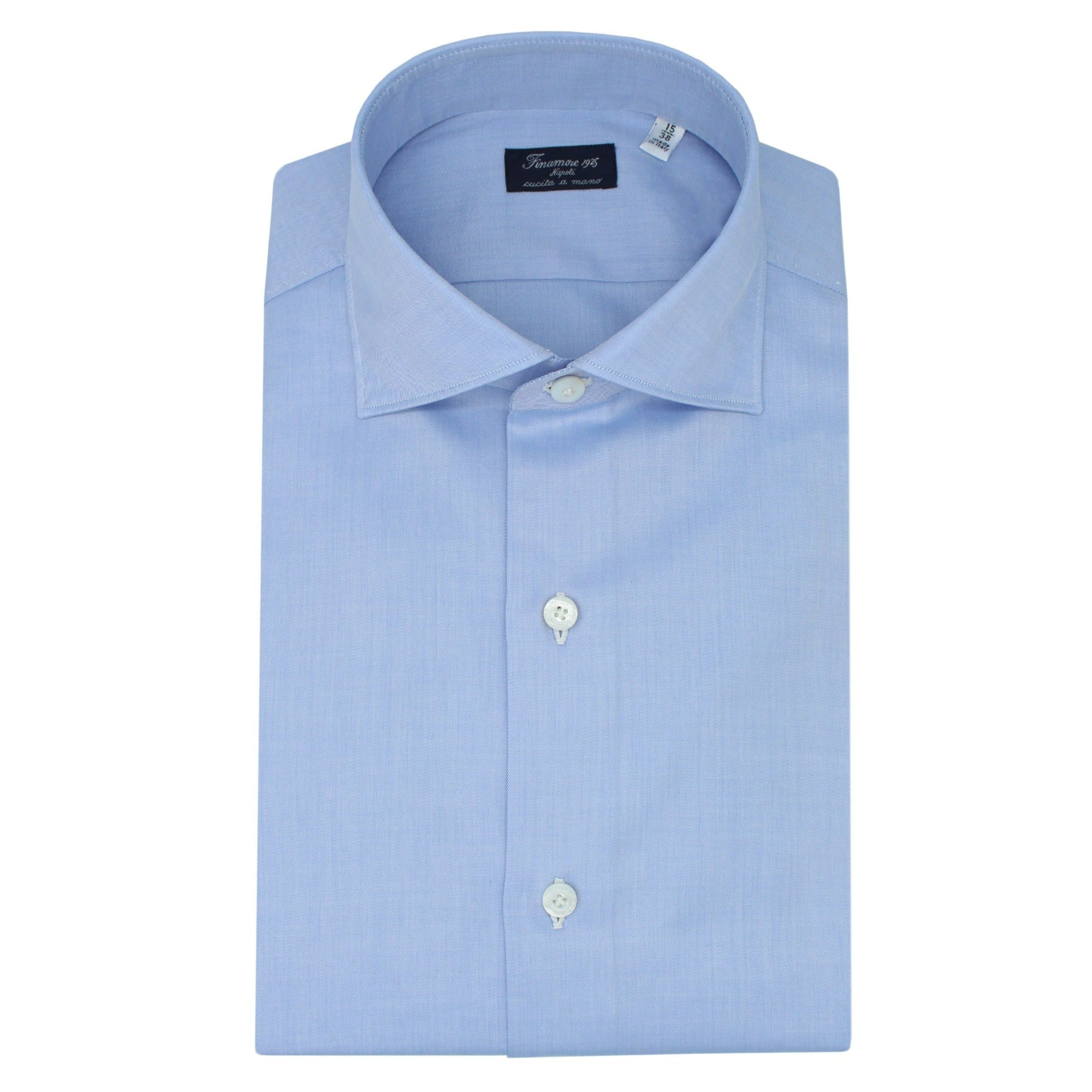 Classic slim fit light blue cotton twill shirt