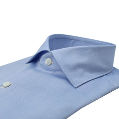 Camicia classica azzurra slim fit in twill di cotone