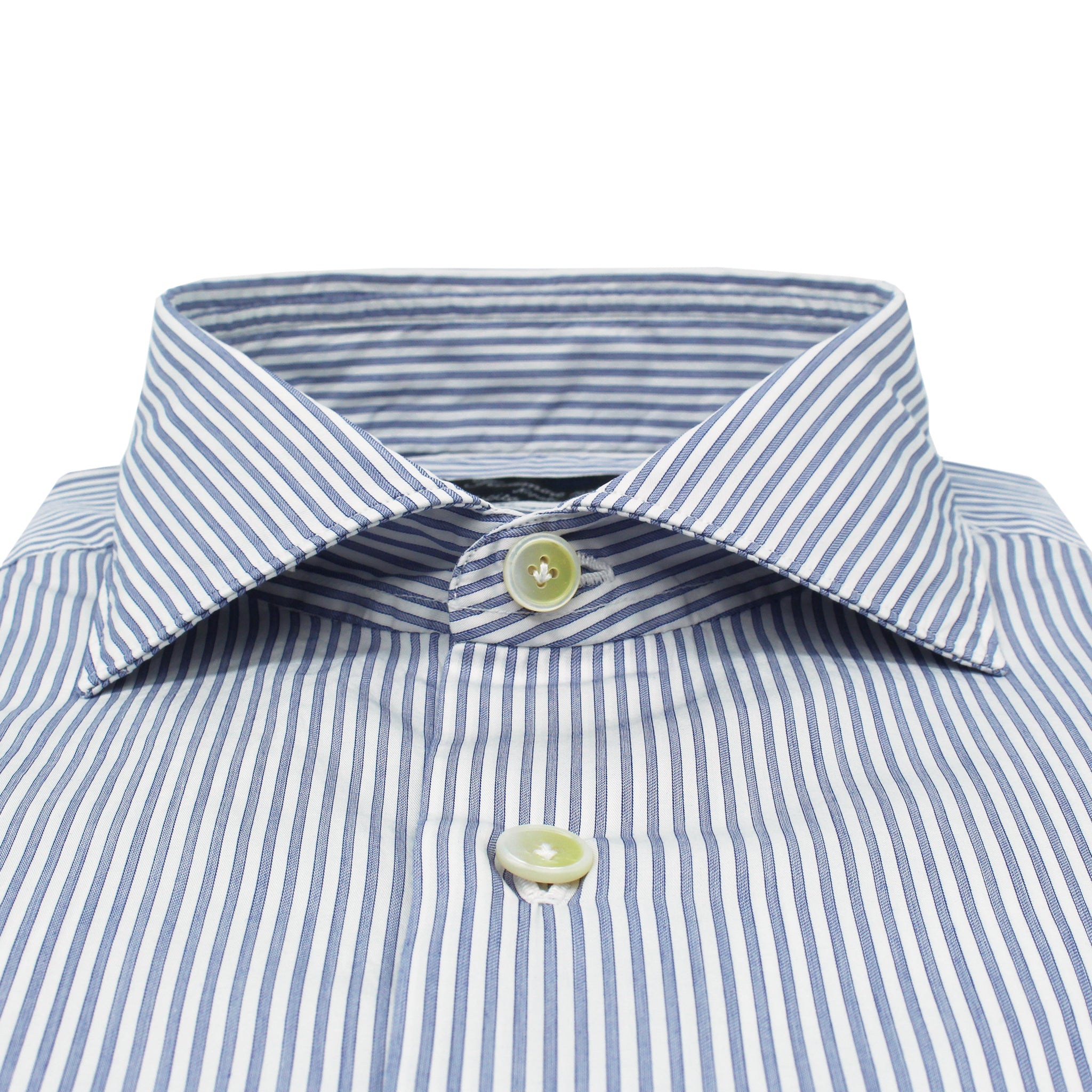Milano slim fit cotton shirt with light blue stripe and enzyme treatment