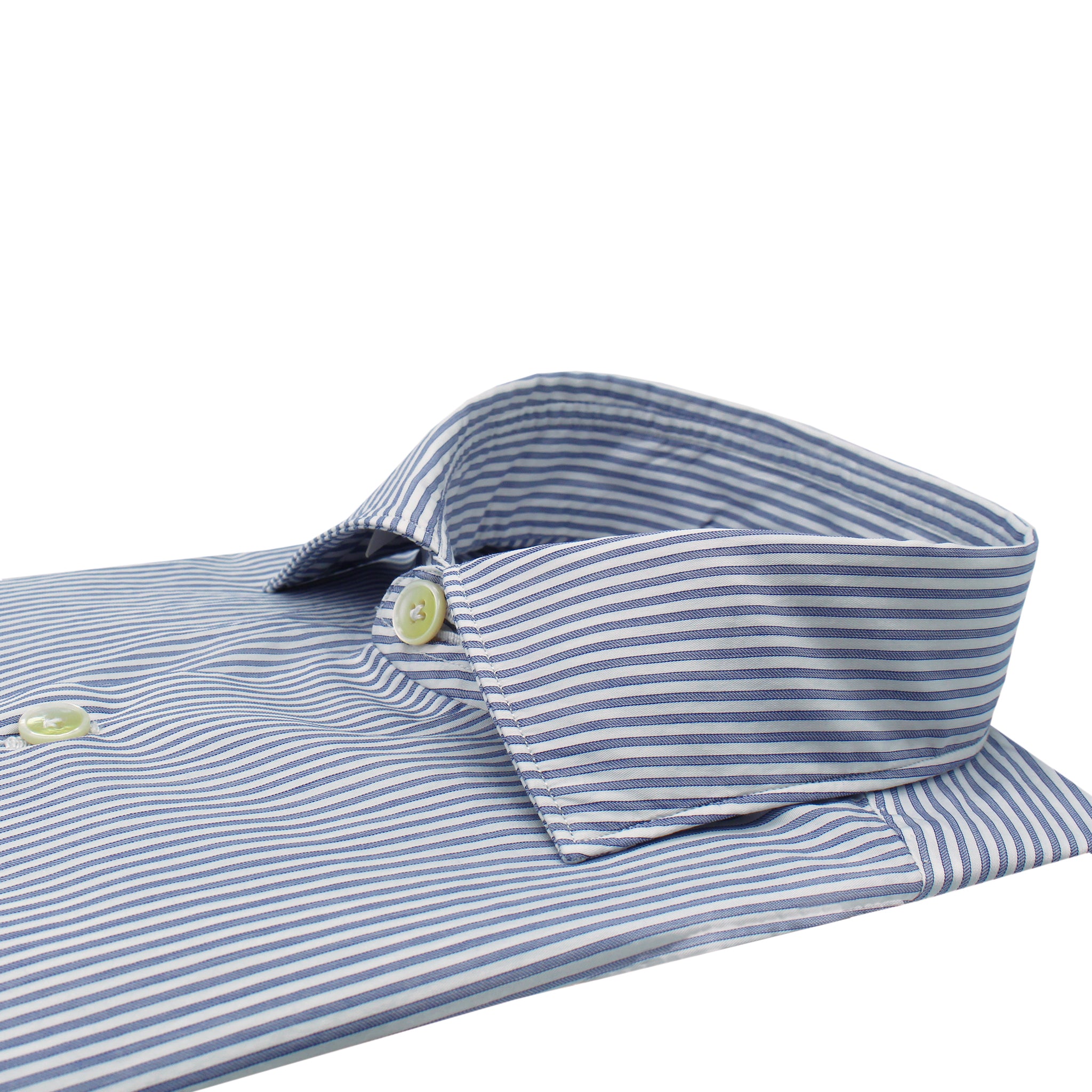 Milano slim fit cotton shirt with light blue stripe and enzyme treatment