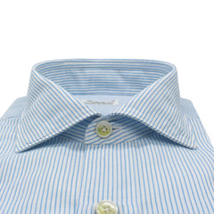 Milano slim fit linen and cotton striped shirt light blue