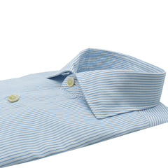 Milano slim fit linen and cotton striped shirt light blue