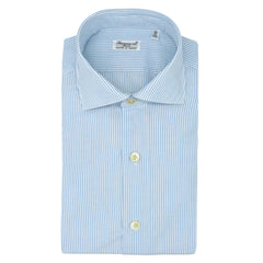 Milano slim fit linen and cotton striped shirt light blue