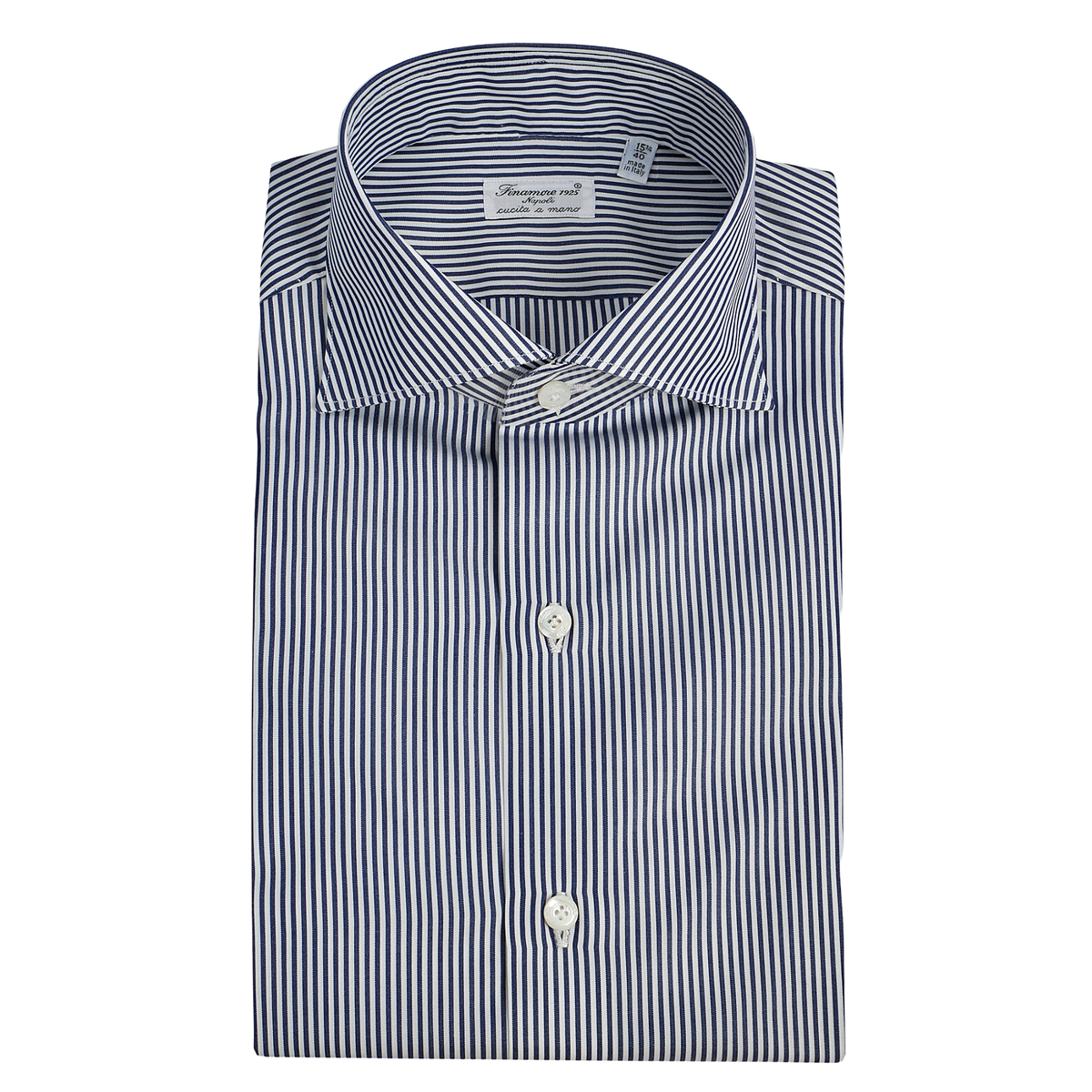 Classic slim fit shirt stick striped blue Milano Finamore 1925