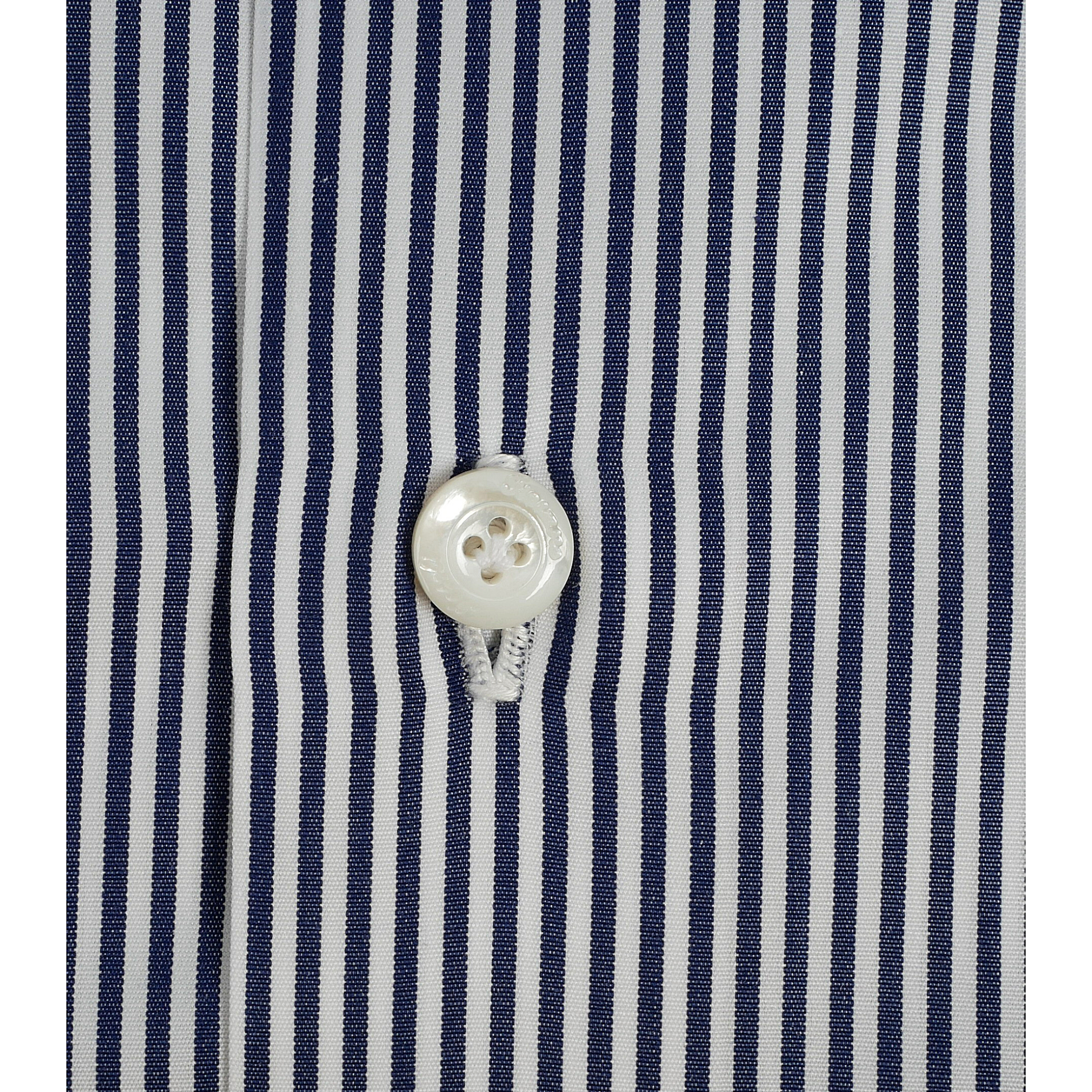 Camicia classica slim fit bastoncino rigata blu Milano Finamore 1925