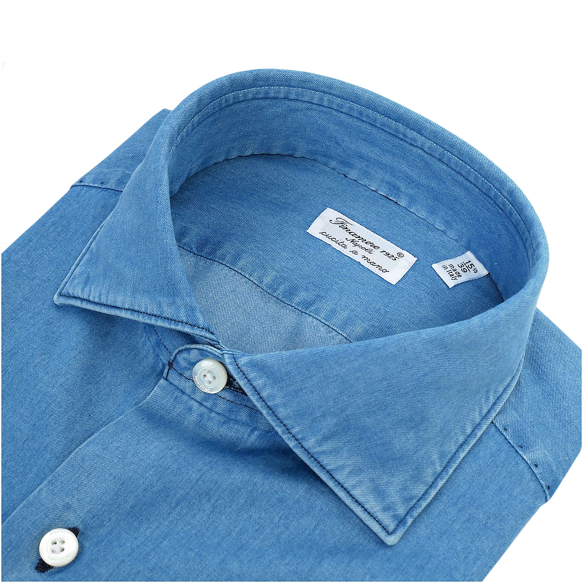 Milano Classic Slim Fit Shirt Denim Bleach and Stone