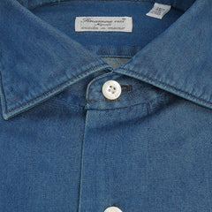 Camicia Milano Classica Slim Fit Denim Bleach e Stone