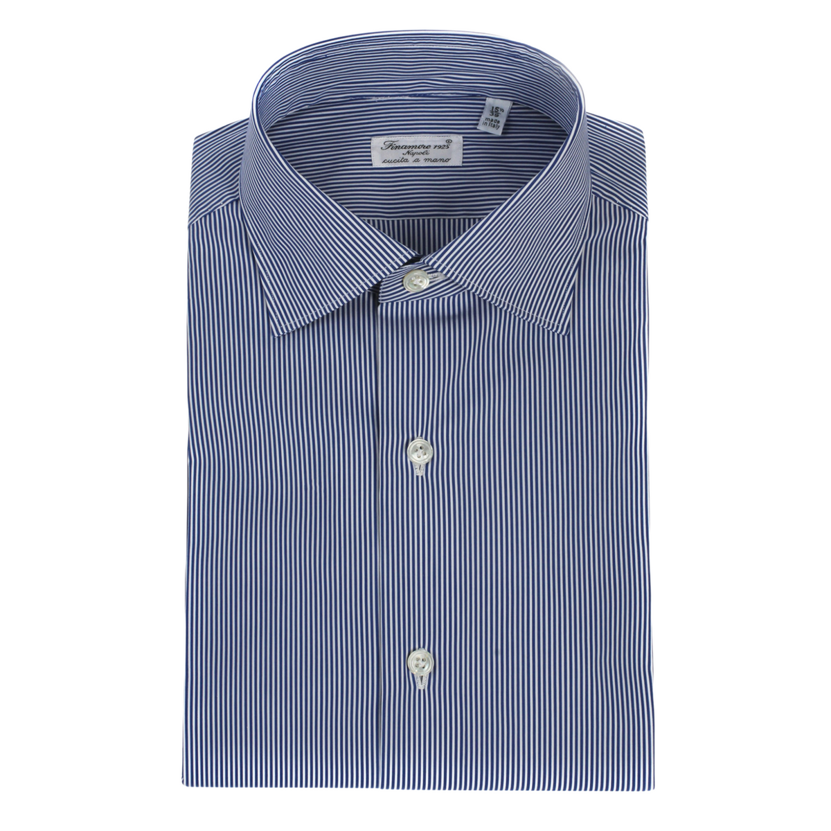 Dress shirt slim fit white line on blue stretch Milano