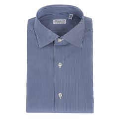 Dress shirt slim fit white line on blue stretch Milano
