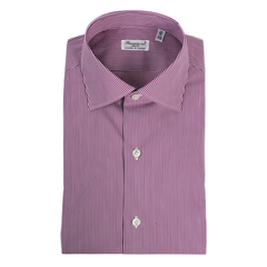 Dress shirt slim fit white line purple stretch Milano