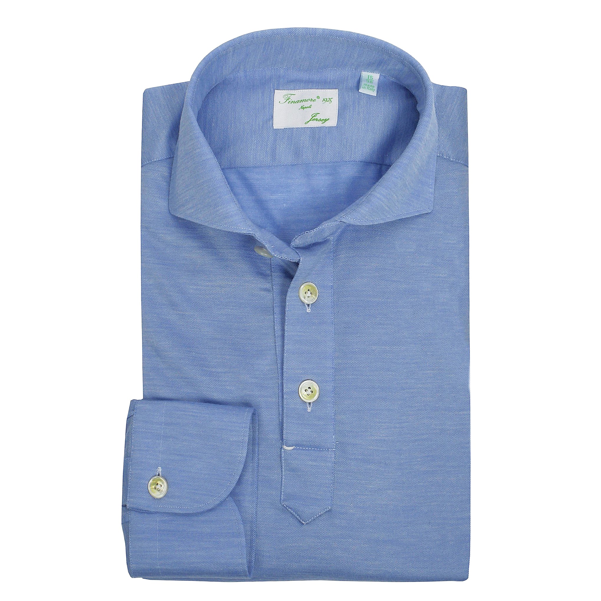 Polo Milton in jersey celeste in pura lana vergine e cly