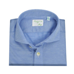 Polo Milton in jersey celeste in pura lana vergine e cly